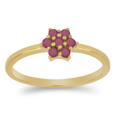 BUY STERLING SILVER NATURAL GLASS FILLED RUBY GEMSTONE CLUSTER RING